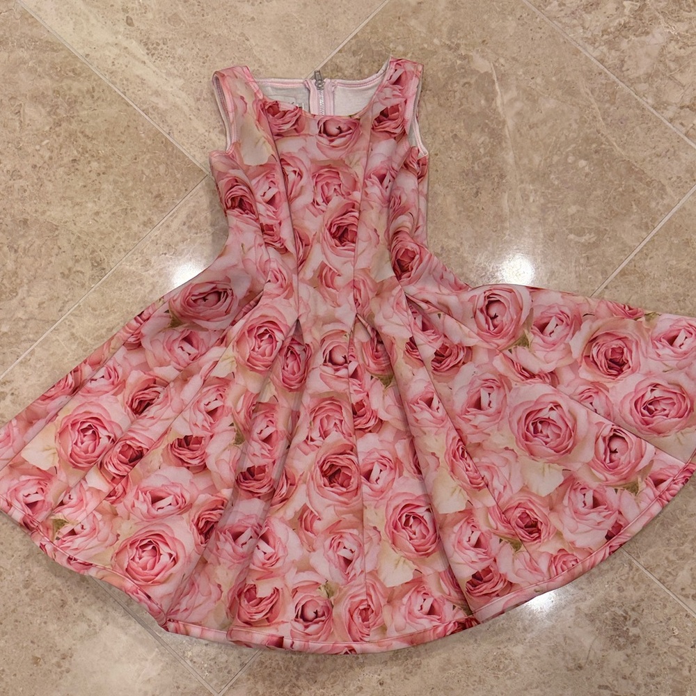 Elegant Pink Rose Kids Dress